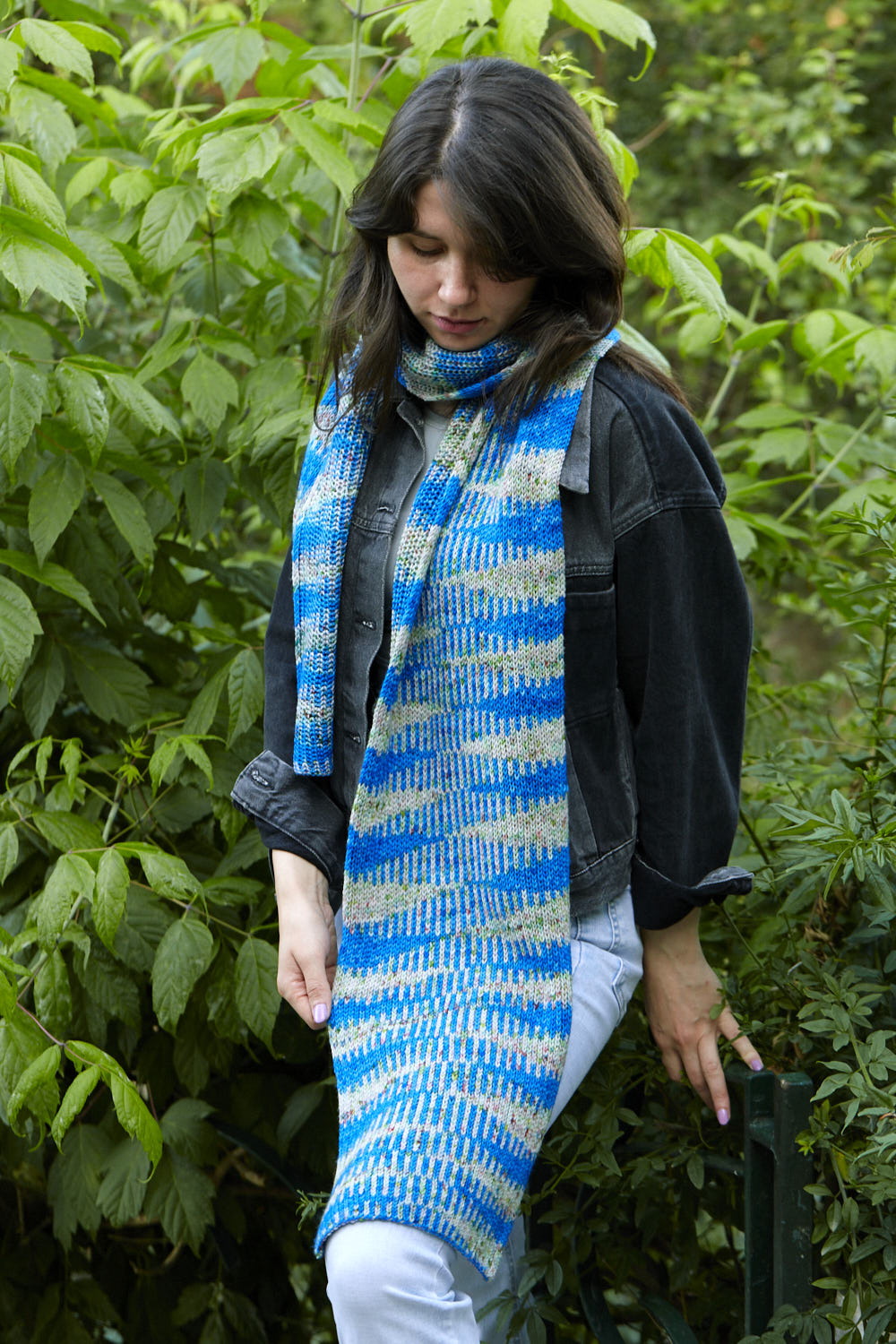 gusto-wool-flicker-scarf-patron-tricot-charpe-brioche image 1