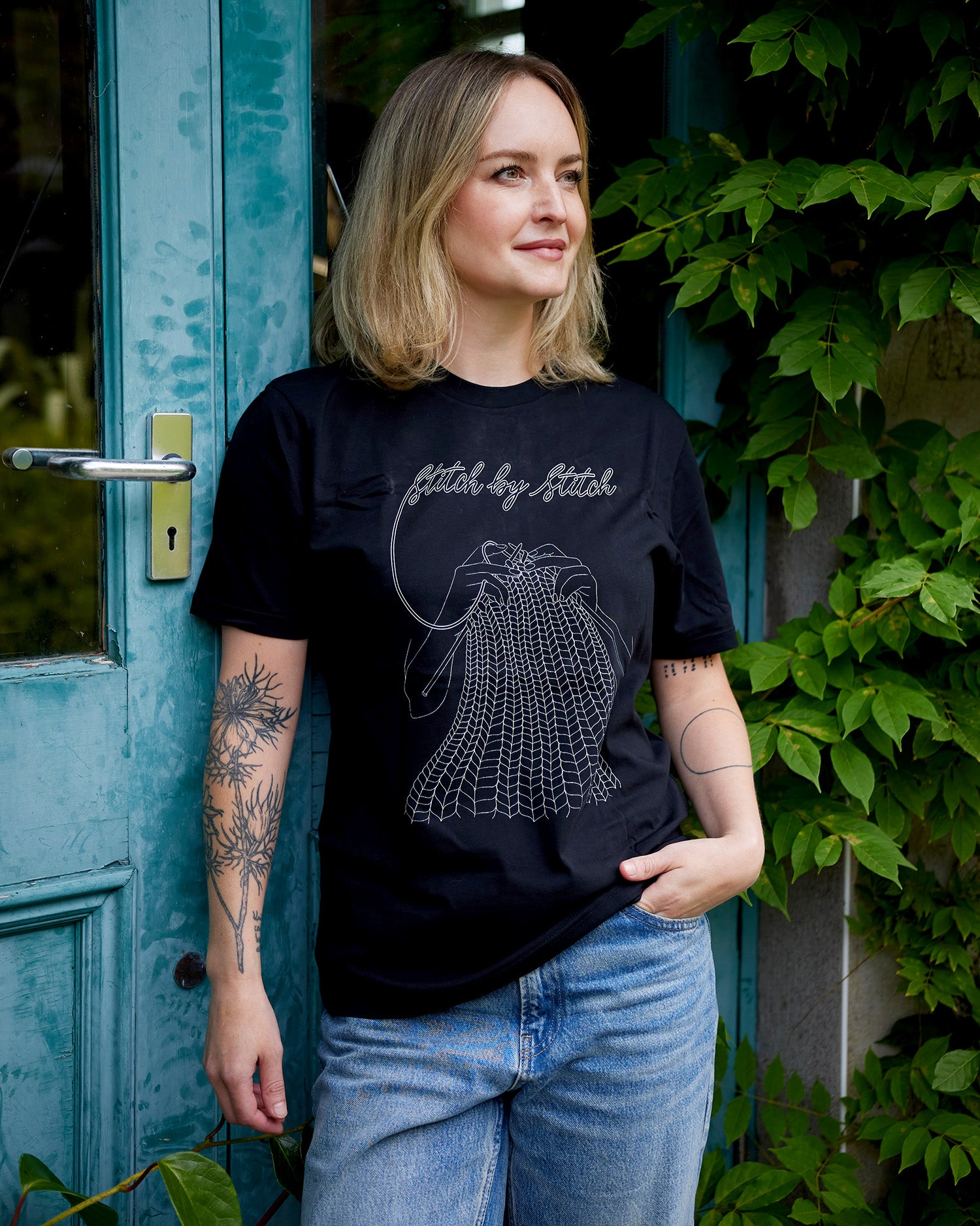 hedgehog-fibres-stitch-by-stitch-t-shirt-coton-bio-noir-m image 1