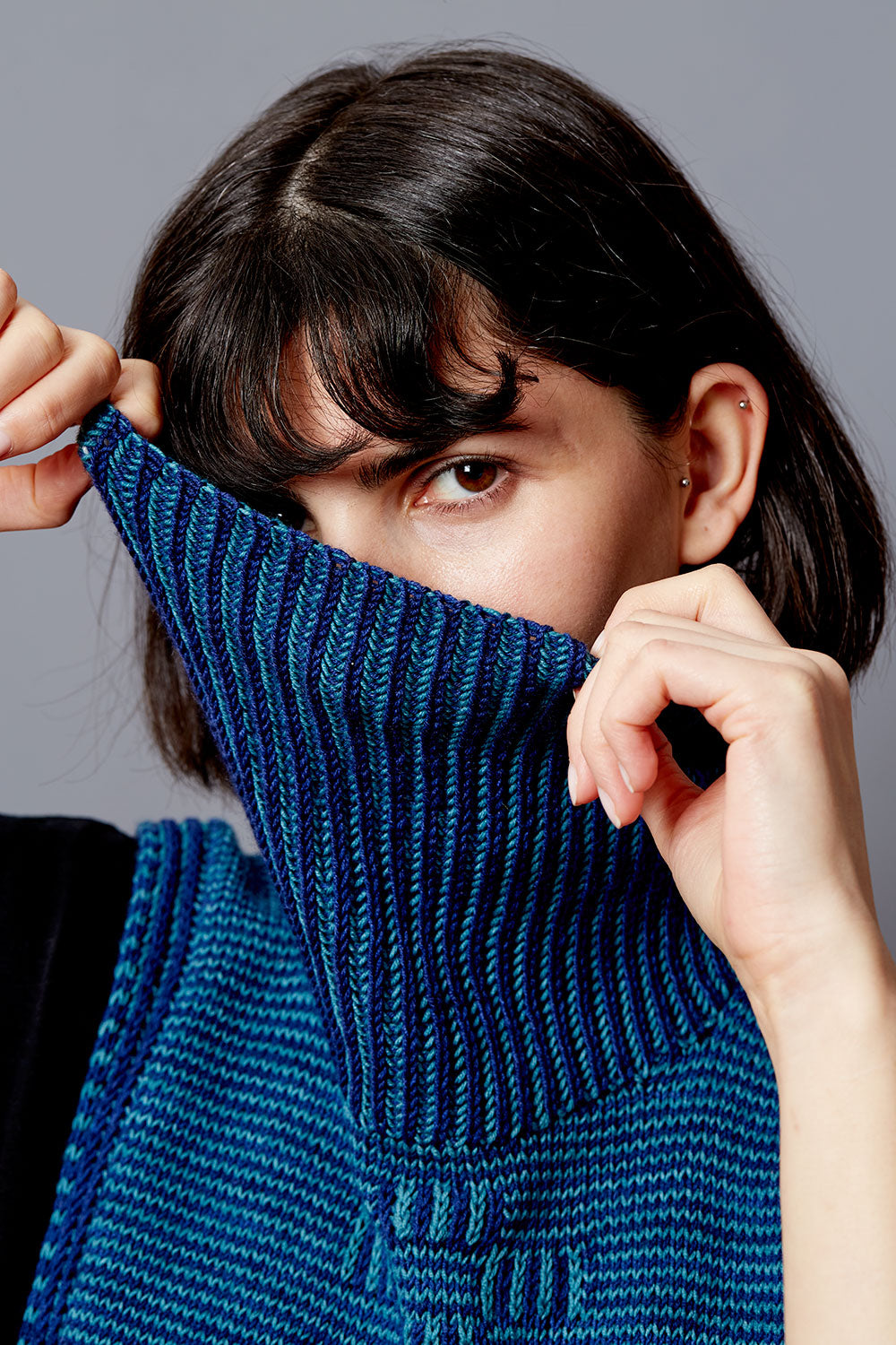 gusto-wool-checkerhatch-dickey-patron-tricot-plastron-brioche image 3
