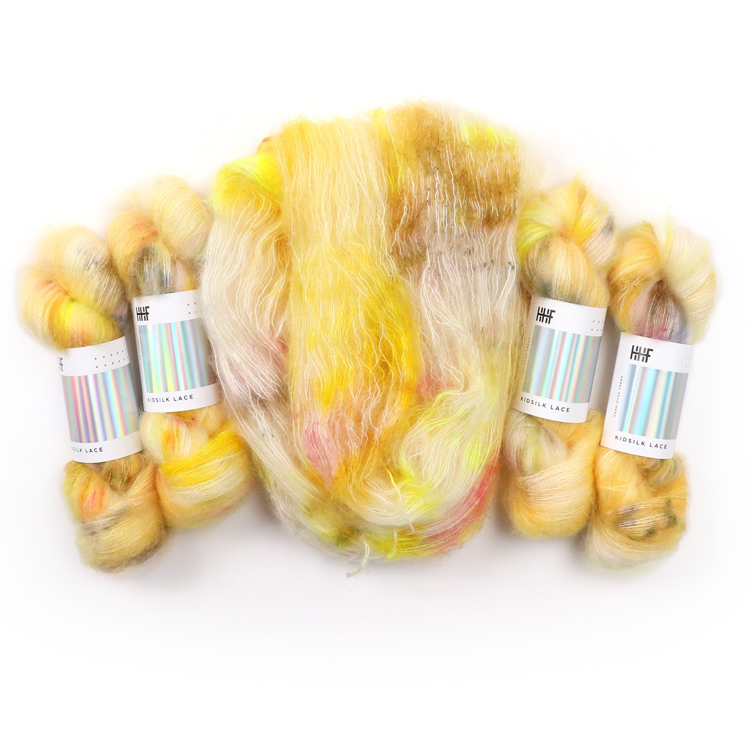 hedgehog-fibres-custom-dye-order-mellow-yellow-fil-kidsilk-lace image 2