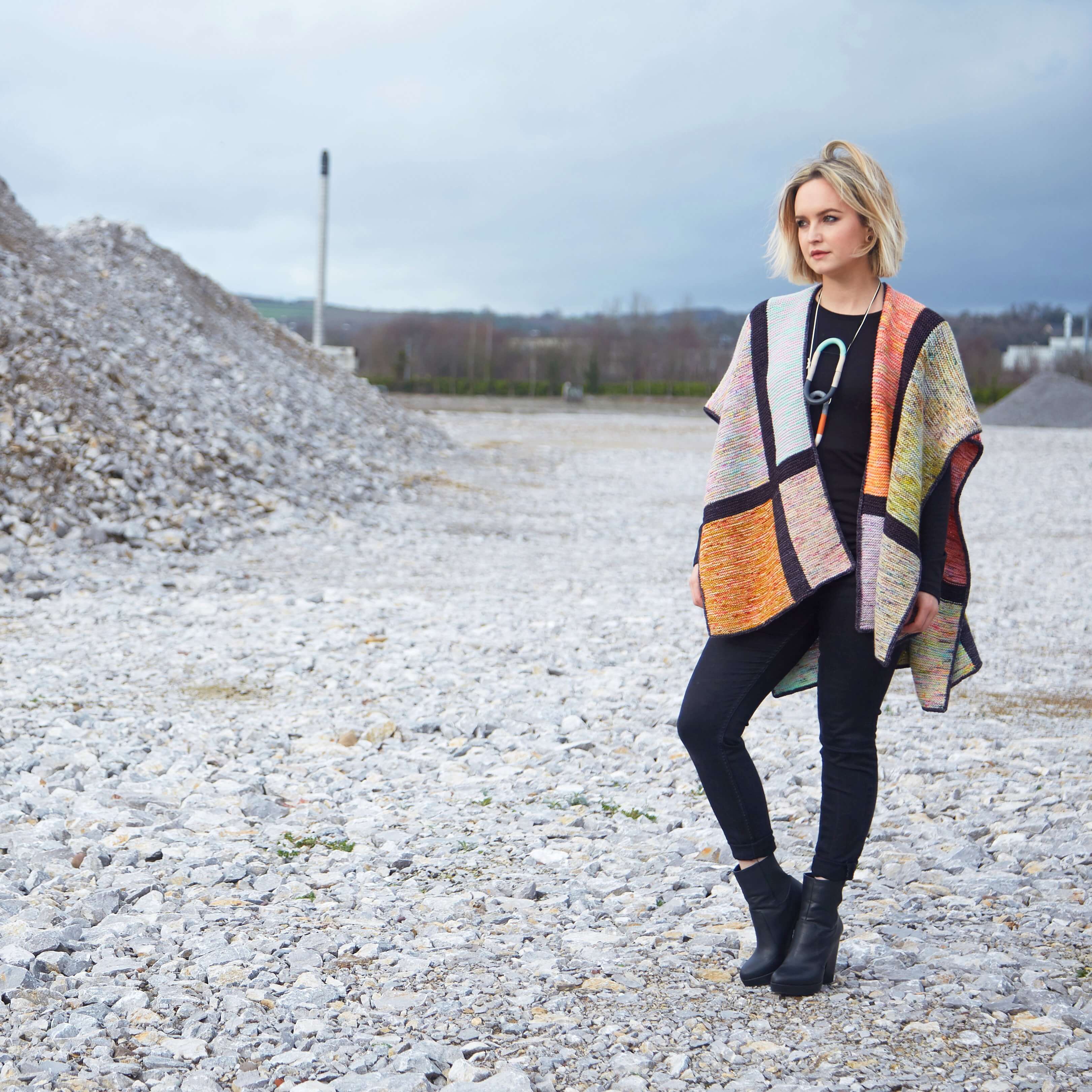 hedgehog-fibres-squared-patron-poncho-marled-minis image 1
