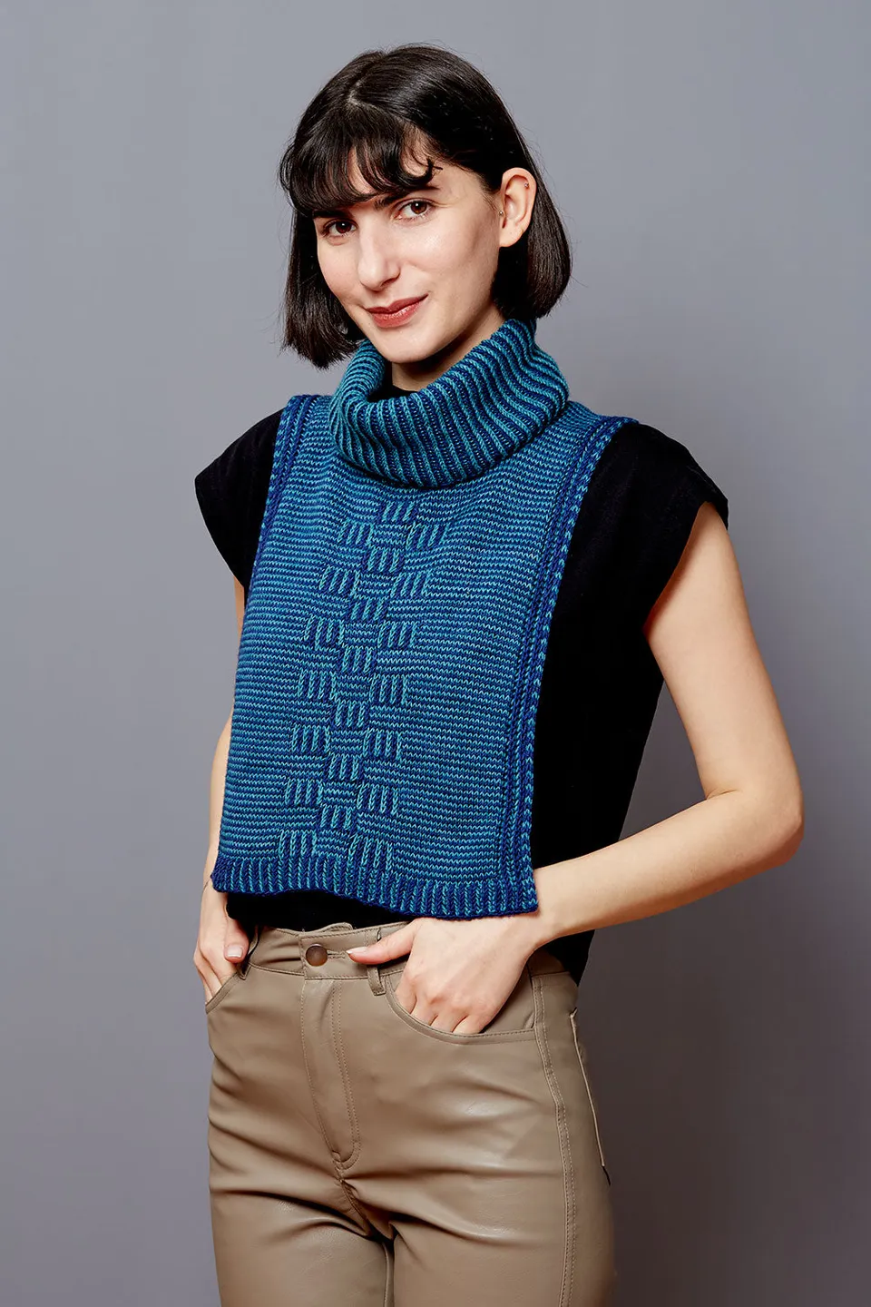 gusto-wool-checkerhatch-dickey-patron-tricot-plastron-brioche image 1