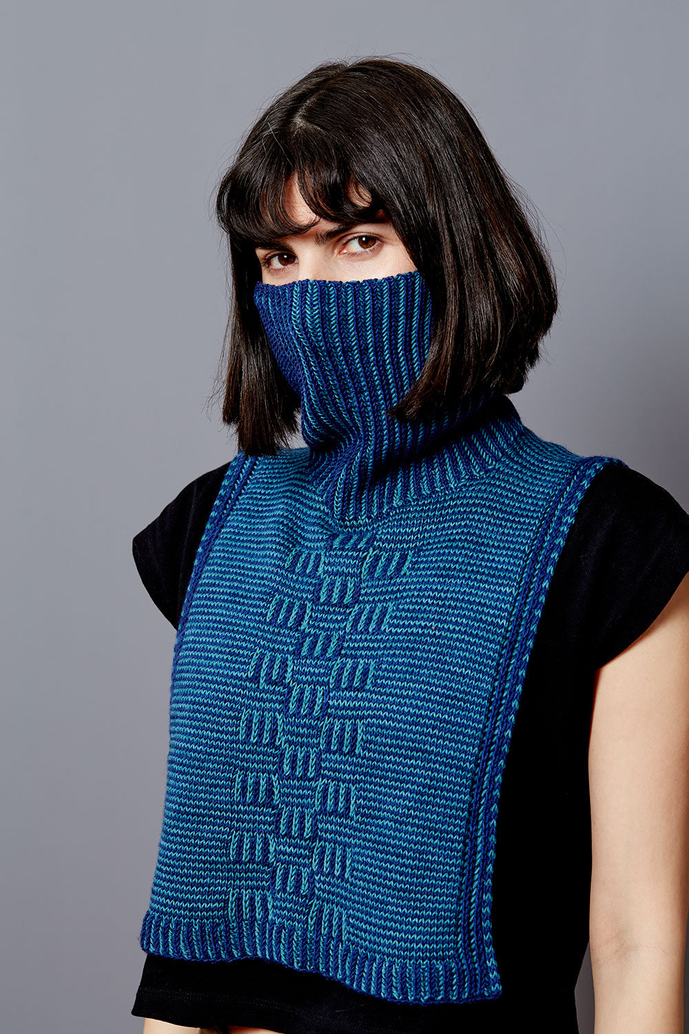 gusto-wool-checkerhatch-dickey-patron-tricot-plastron-brioche image 4