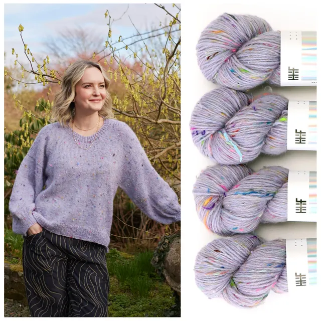 hedgehog-fibres-cozy-tweedy-kit-laine-amethyst-dk-4-7-cheveaux image 1